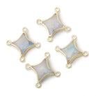 11 - 14mm Gold Leaf Rainbow Moonstone 4 Point Star Focal 4 Ring Connector - Beadsofcambay.com