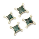11 - 14mm Gold Leafed Emerald 4 Point Star Focal 4 Ring Connector - Beadsofcambay.com