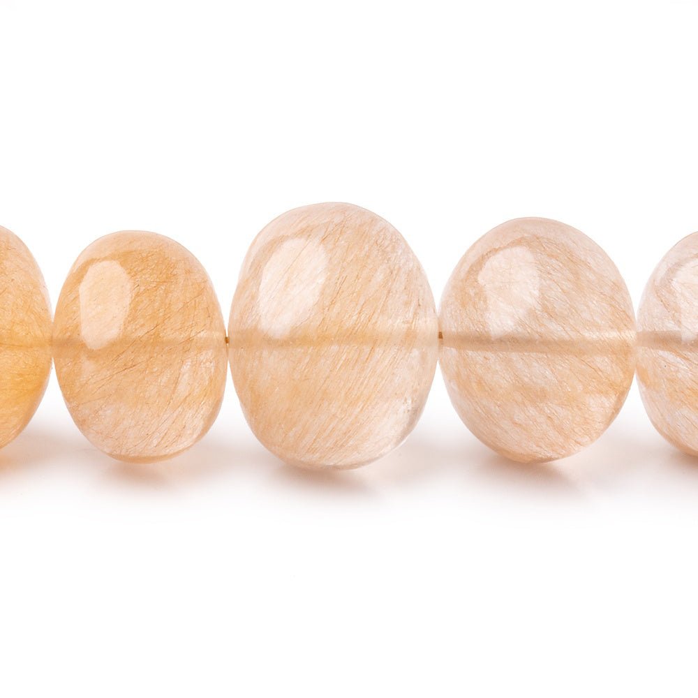 11.5 - 14.5mm Shaded Rutilated Quartz Plain Rondelle 16 inch 44 Beads A - Beadsofcambay.com