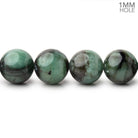 11mm Brazilian Emerald Plain Round Beads 16 inch 36 pieces 1mm Hole - Beadsofcambay.com
