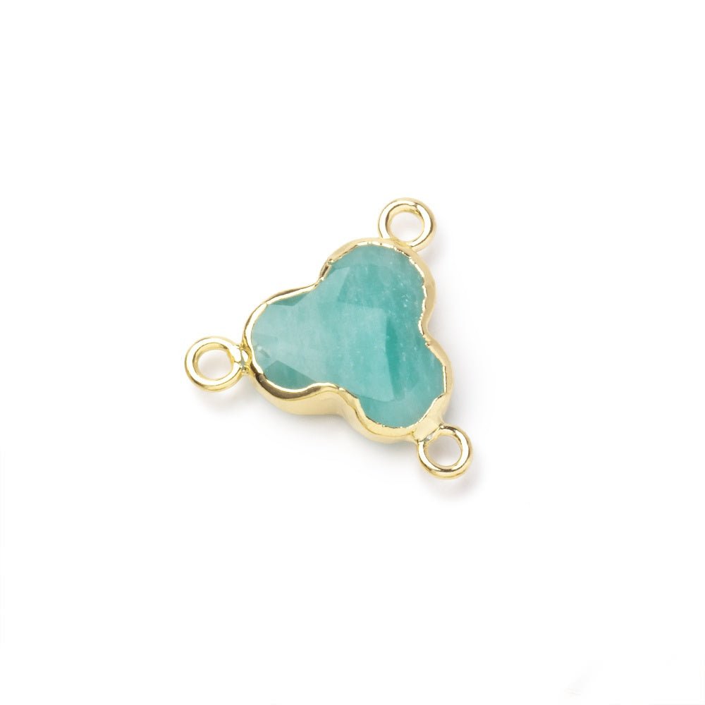 11mm Gold Leafed Amazonite Faceted Trefoil 3 Ring Connector 1 piece - Beadsofcambay.com