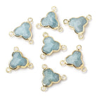 11mm Gold Leafed Aquamarine Faceted Trefoil 3 Ring Connector 1 piece - Beadsofcambay.com