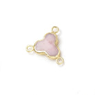 11mm Gold Leafed Pink Peruvian Opal Faceted Trefoil 3 Ring Connector 1 piece - Beadsofcambay.com
