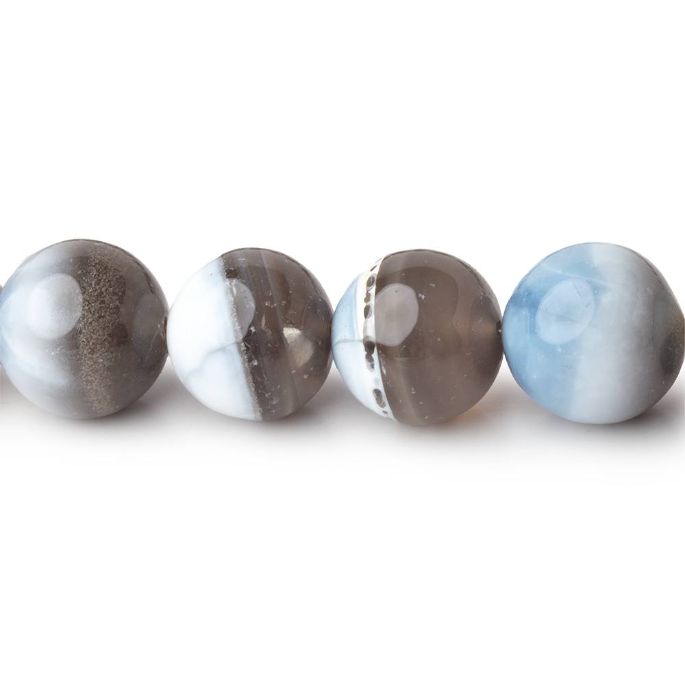 11mm Owyhee Blue Opal & Gray Agate Plain Round Beads 16 inch 38 pieces - Beadsofcambay.com