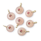 11mm Pink Chalcedony Coin with Bezeled Pink Sapphire Inlay 1 Pendant - Beadsofcambay.com