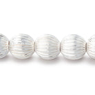 11mm Silver Plated Corrugated Round Beads 8 inch 19 pieces - Beadsofcambay.com
