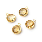 11mm Vermeil Bezel Citrine Faceted Coin Pendant 1 piece - Beadsofcambay.com