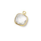 11mm Vermeil Bezel Crystal Quartz Faceted Cushion Pendant 1 piece - Beadsofcambay.com
