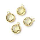 11mm Vermeil Bezel Lemon Quartz Faceted Coin Pendant 1 piece - Beadsofcambay.com