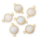 11mm Vermeil Bezel Rainbow Moonstone Faceted Coin 1 Connector - Beadsofcambay.com