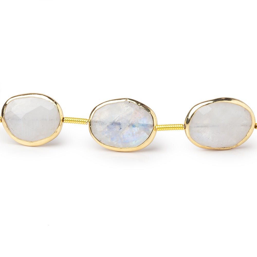 11x14 - 12x15mm Vermeil Bezel Rainbow Moonstone Faceted Nugget Strand 9 Beads - Beadsofcambay.com