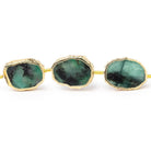 11x14 - 12x16mm Gold Leaf Emerald Plain Slice Strand 10 Beads - Beadsofcambay.com
