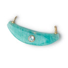 11x40mm Amazonite Crescent Moon with Bezeled Aqua Inlay 1 Connector - Beadsofcambay.com