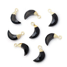 11x5mm Gold Leafed Black Onyx Faceted Crescent Moon 1 Pendant - Beadsofcambay.com