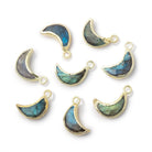 11x5mm Gold Leafed Labradorite Crescent Moon 1 Pendant - Beadsofcambay.com