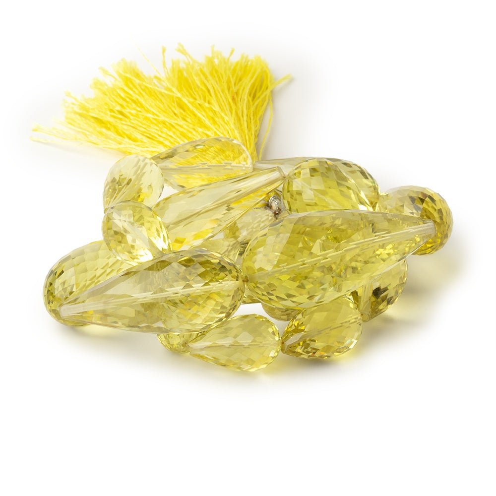 11x8 - 36x15mm Lemon Quartz Faceted Tear Drops 16 inch 20 Beads AA - Beadsofcambay.com