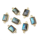 11x8mm Vermeil Bezel Labradorite Faceted Rectangle 1 Connector - Beadsofcambay.com