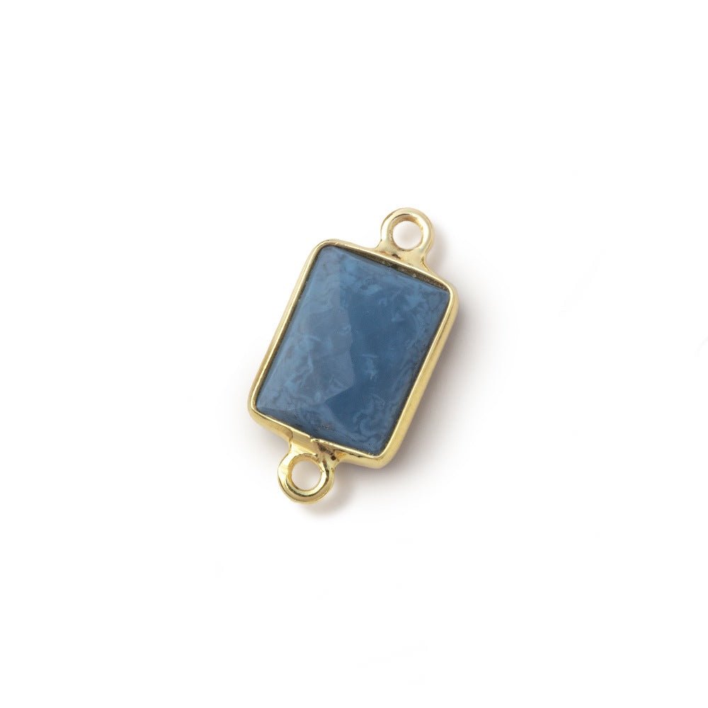 11x8mm Vermeil Bezel Owyhee Blue Opal Faceted Rectangle 1 Connector - Beadsofcambay.com