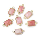 11x8mm Vermeil Bezel Pink Peruvian Opal Faceted Rectangle 1 Connector - Beadsofcambay.com