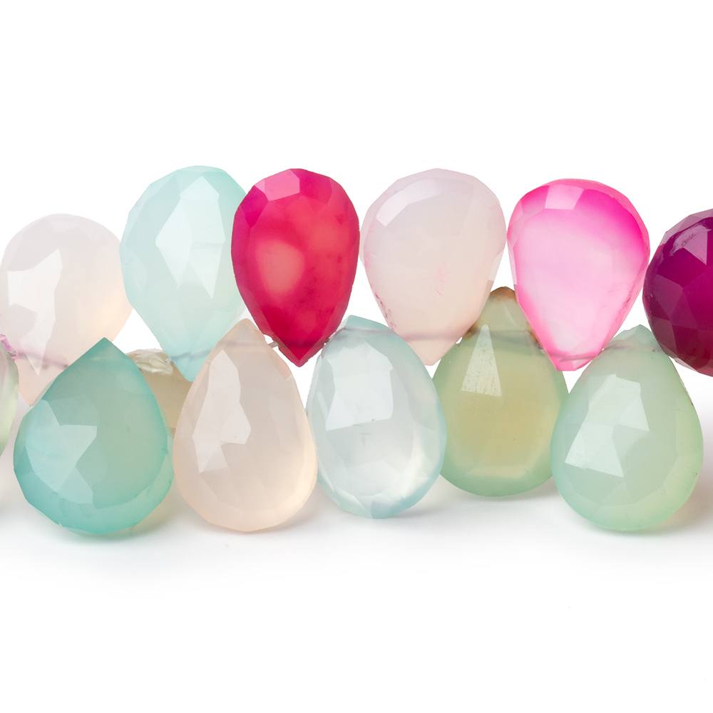 11x9 - 13x11mm Multi Color Chalcedony Faceted Pears 7.5 inch 45 Beads - Beadsofcambay.com