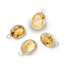 11x9mm Sterling Silver Bezel Citrine Pavilion Faceted Oval Pendant 1 piece - Beadsofcambay.com
