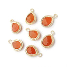 11x9mm Vermeil Rope Bezel Carnelian Faceted Pear 1 Pendant - Beadsofcambay.com