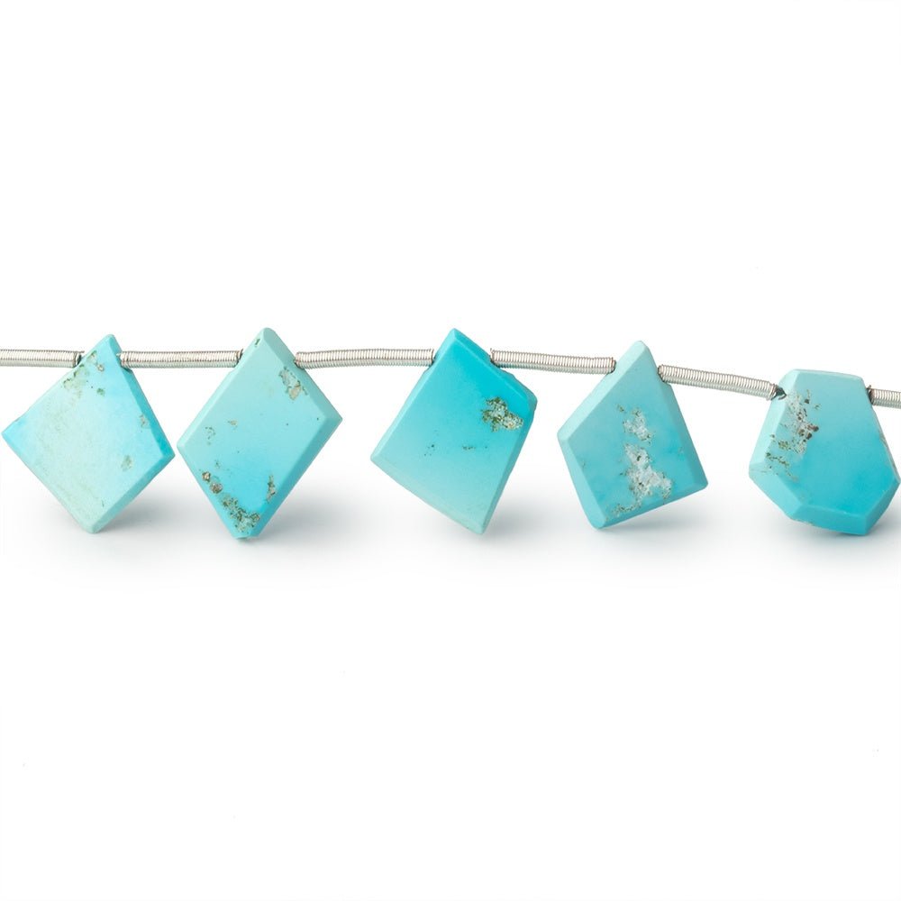 12 - 13mm Sleeping Beauty Turquoise Faceted Freeform Slice 8 inch 16 Beads - Beadsofcambay.com