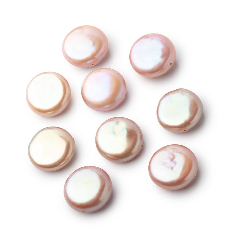 12-14mm AAA Mauve Coin Freshwater Pearl 1 Focal Bead - Beadsofcambay.com