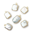 12-14mm Gold Leaf White Rectangle Pearl 1 Pendant - Beadsofcambay.com