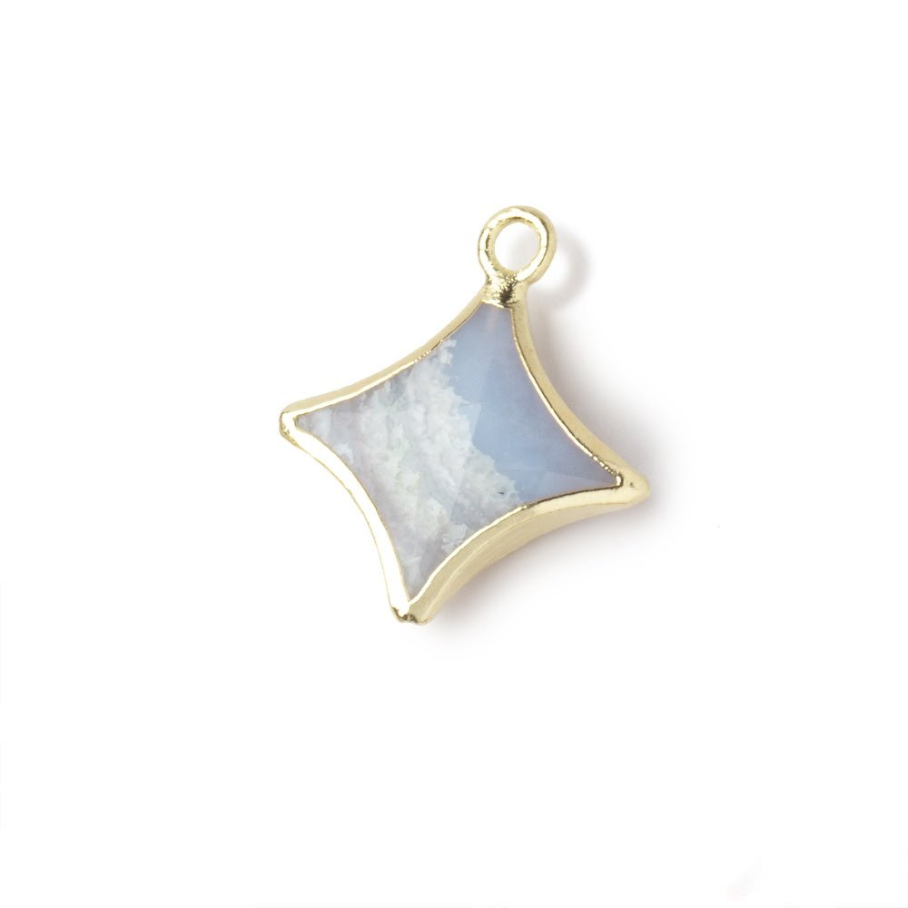 12-14mm Gold Leafed Blue Lace Agate 4 Point Star Focal Pendant 1 piece - Beadsofcambay.com