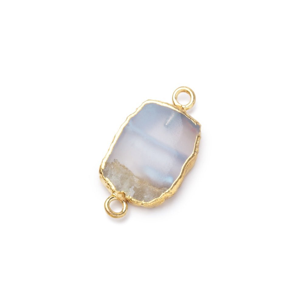 12-14mm Gold Leafed Blue Lace Agate Slice Connector 1 piece - Beadsofcambay.com