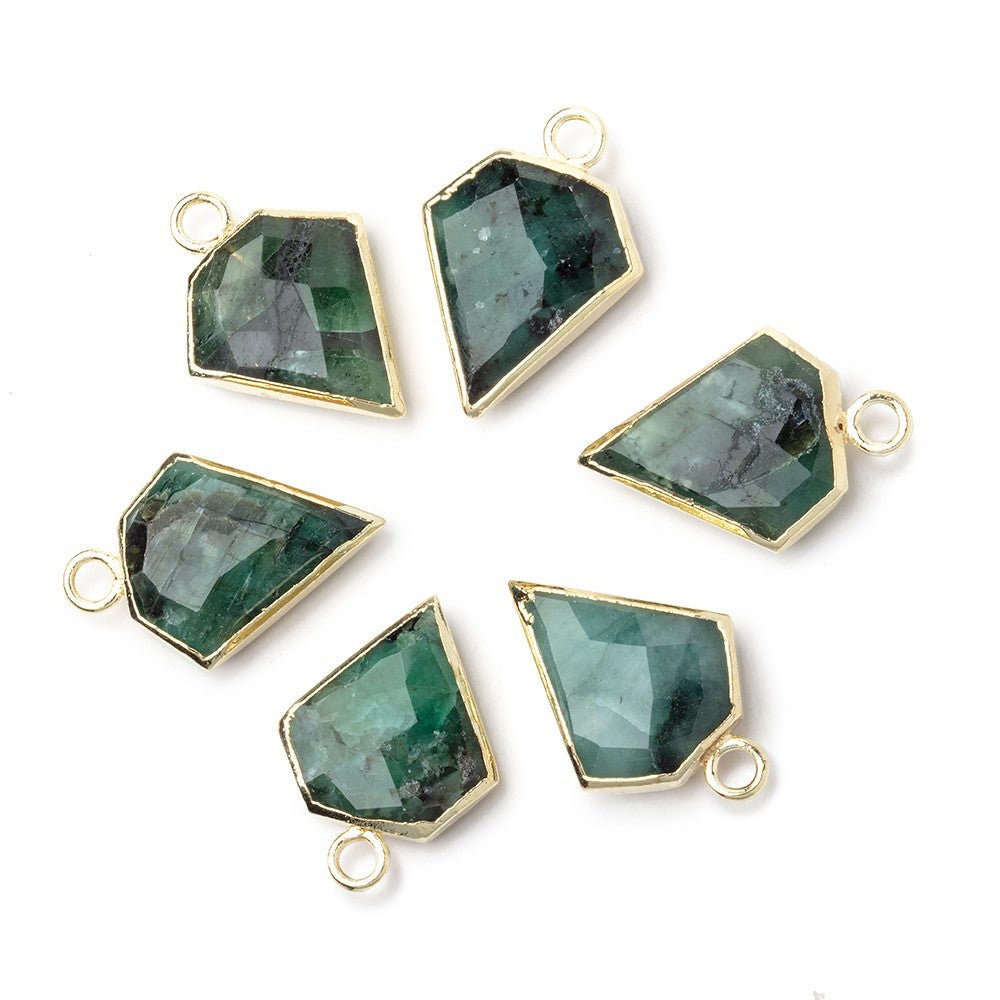 12-14mm Gold Leafed Emerald Faceted Diamond Shape Pendant 1 piece - Beadsofcambay.com
