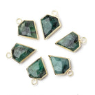 12-14mm Gold Leafed Emerald Faceted Diamond Shape Pendant 1 piece - Beadsofcambay.com