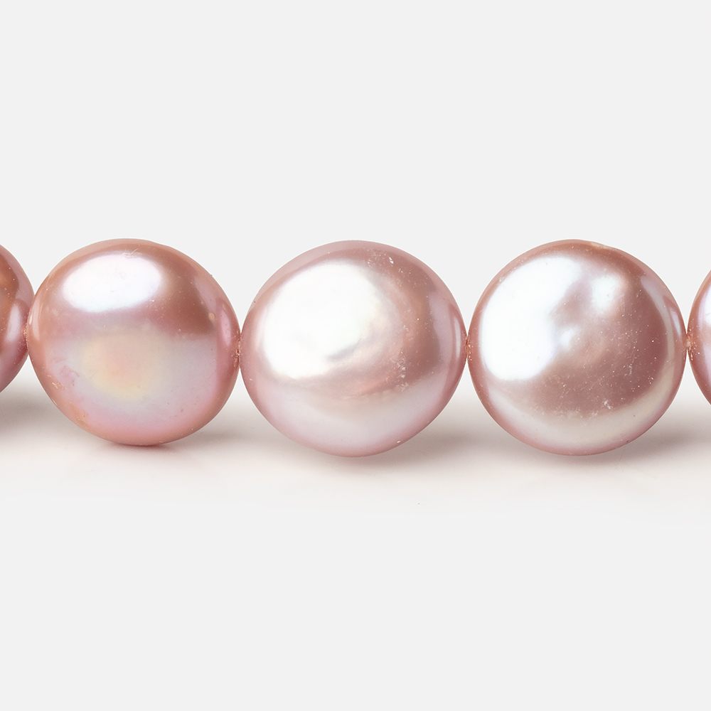 12-14mm Mauve Coin Freshwater Pearls 15.5 inch 27 Beads AAA - Beadsofcambay.com