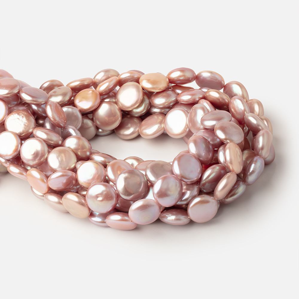 12-14mm Mauve Coin Freshwater Pearls 15.5 inch 27 Beads AAA - Beadsofcambay.com