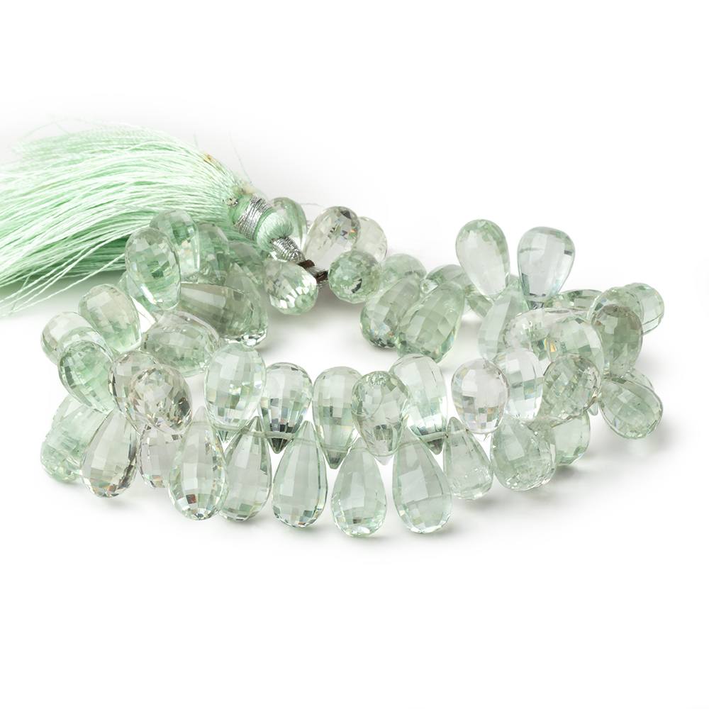 12-14mm Prasiolite Faceted Tear Drop 8 inch 60 Beads AAA - Beadsofcambay.com