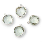 12 - 14mm Sterling Silver Bezel Prasiolite Faceted Heart Pendant 1 piece - Beadsofcambay.com