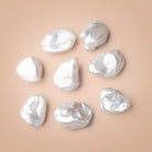12 - 14mm White Keshi Side Drill Freshwater Pearl Set of 2 Beads - Beadsofcambay.com