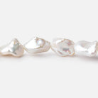 12 - 15mm White Keshi Straight Drill Freshwater Pearl 16 inch 30 Beads - Beadsofcambay.com