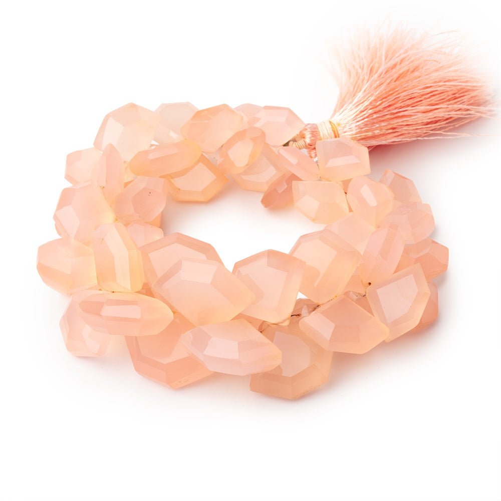 12 - 20mm Peachy Chalcedony Faceted Pentagonal Beads 7 inch 50 pieces - Beadsofcambay.com