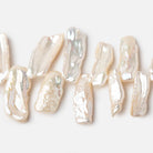 12 - 23mm Creamy White Top Drill Biwa Pearls 15 inch 78 beads AAA - Beadsofcambay.com