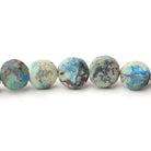 7-8mm Frosted Chrysocolla plain coin beads 7.5 inch 24 pieces - BeadsofCambay.com