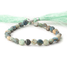 7-8mm Frosted Chrysocolla plain coin beads 7.5 inch 24 pieces - BeadsofCambay.com