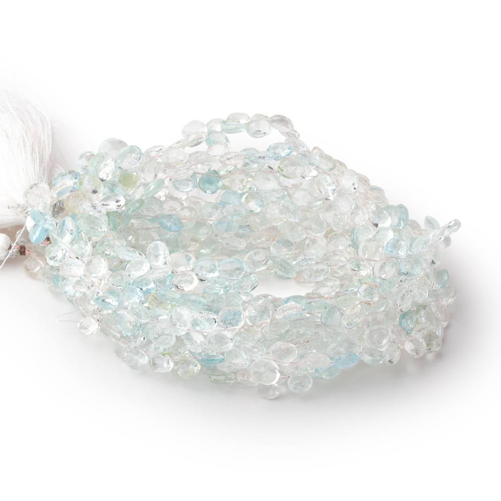5-7mm White & Blue Beryl Faceted Heart 16 inch 140 Beads A - BeadsofCambay.com