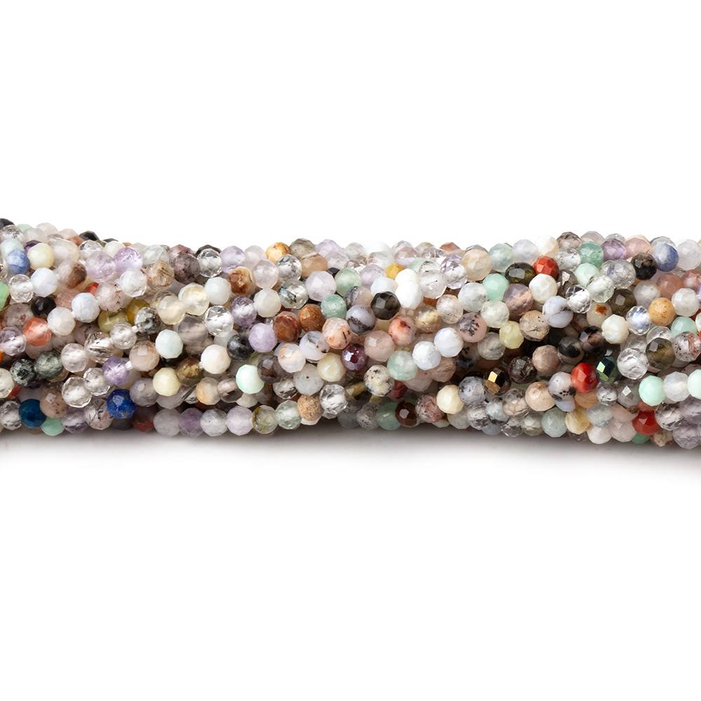 2.2mm Multi Gemstone Micro Faceted rondelle beads 13 inch 172 pieces - BeadsofCambay.com