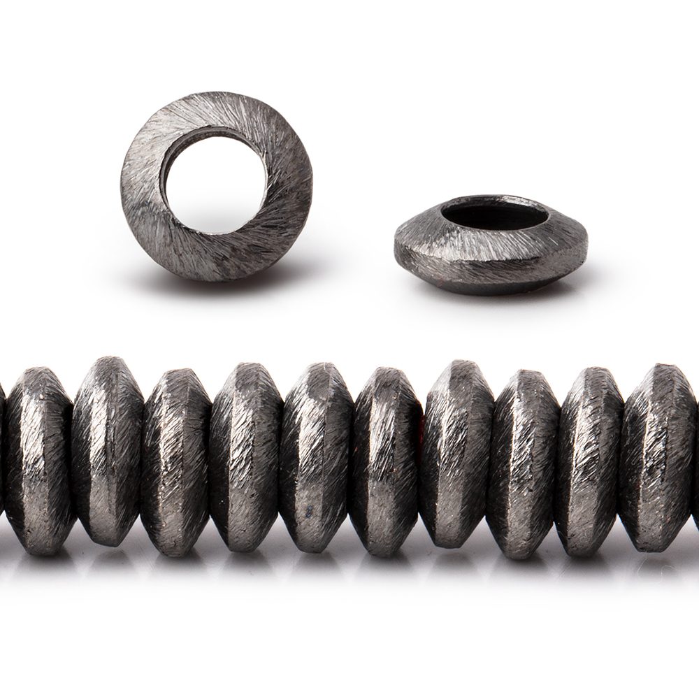 10mm Brushed Large Hole Disc Beads - BeadsofCambay.com