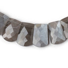12.5 - 21mm Platinum Gray Moonstone Faceted Fancy Shape Collar 33 Beads - Beadsofcambay.com