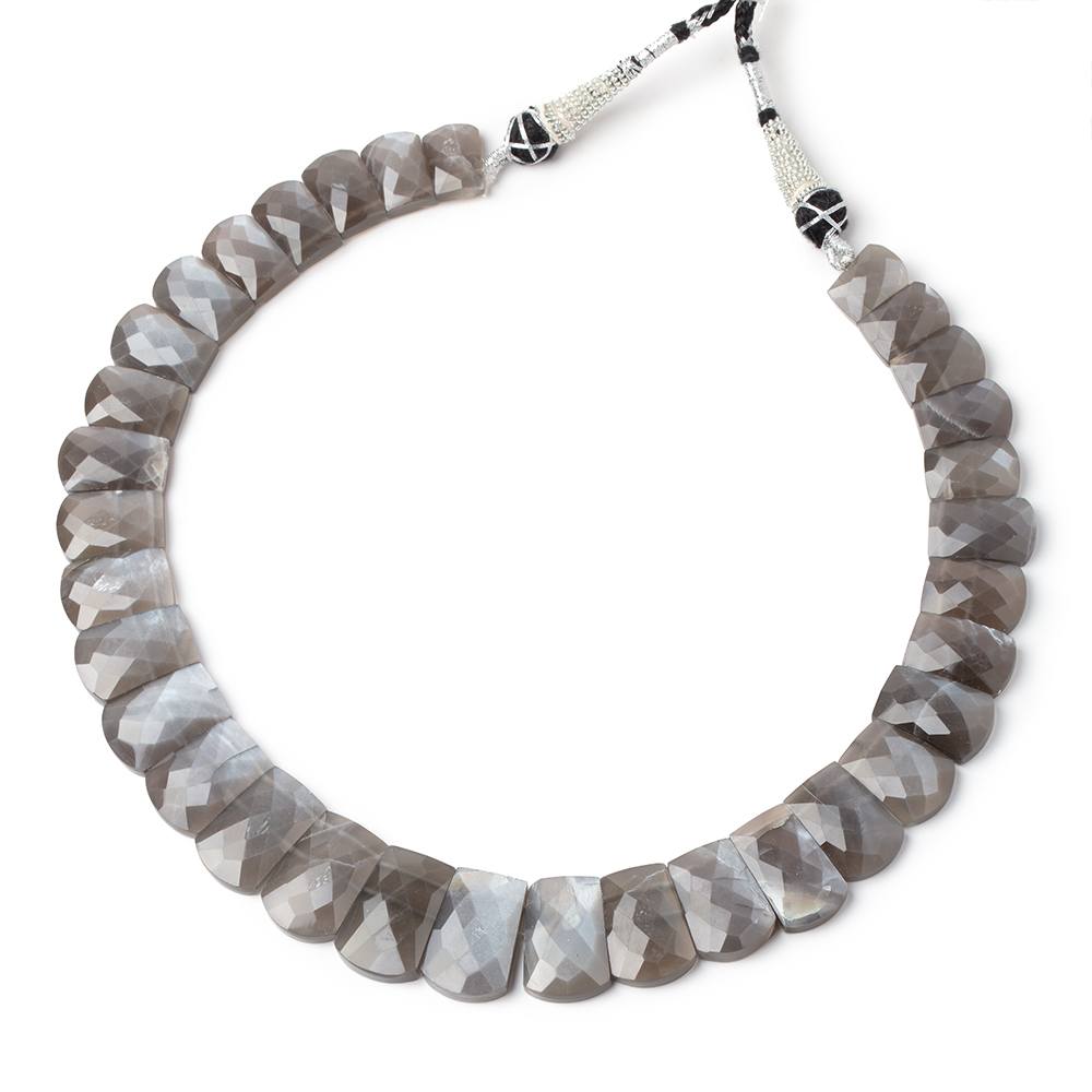 12.5 - 21mm Platinum Gray Moonstone Faceted Fancy Shape Collar 33 Beads - Beadsofcambay.com