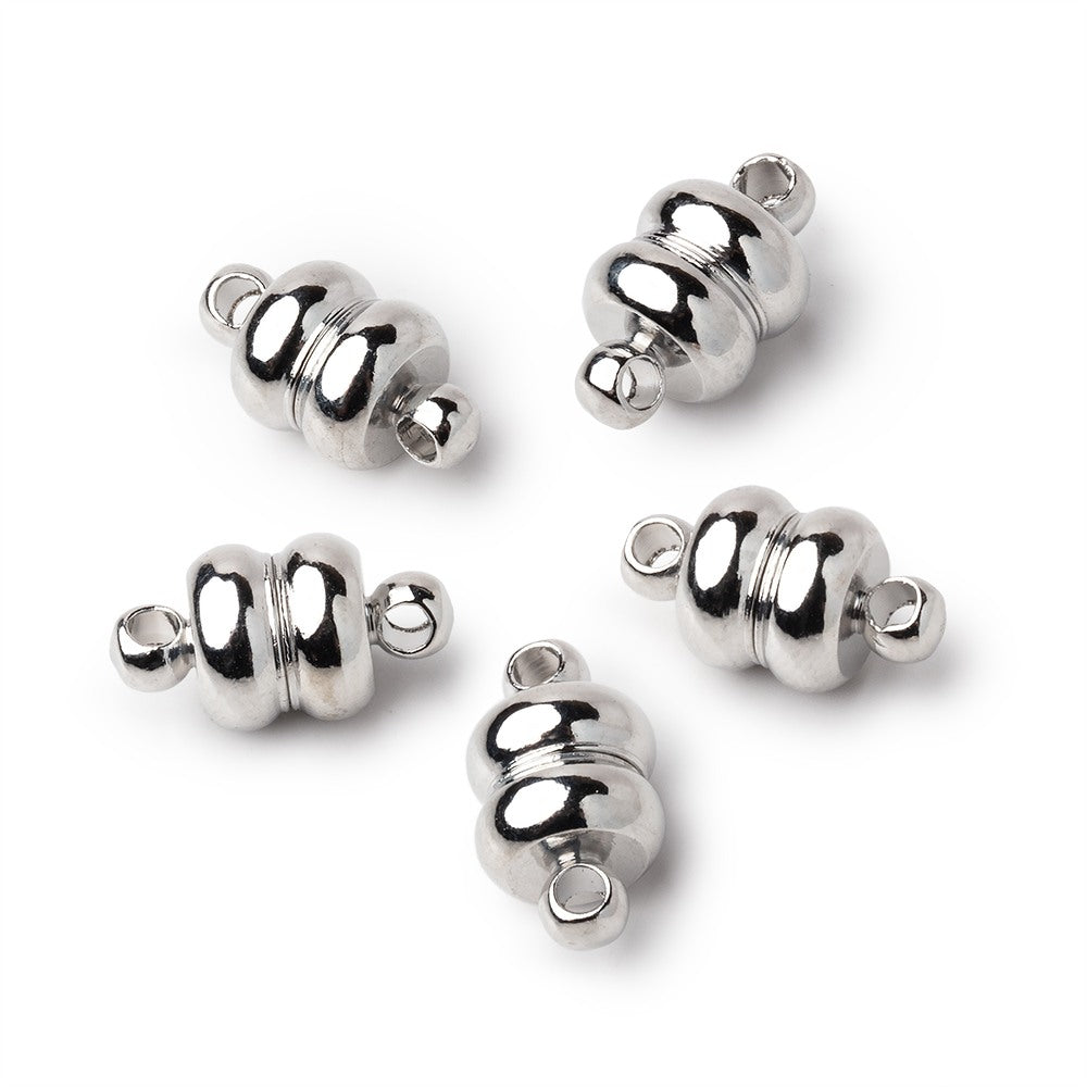 7mm Silver Rhodium plated Magnetic Clasp Set of 5 pieces - BeadsofCambay.com