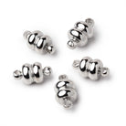 7mm Silver Rhodium plated Magnetic Clasp Set of 5 pieces - BeadsofCambay.com